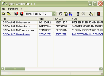 Screenshot der Anwendung 'Arpoon Checksum'